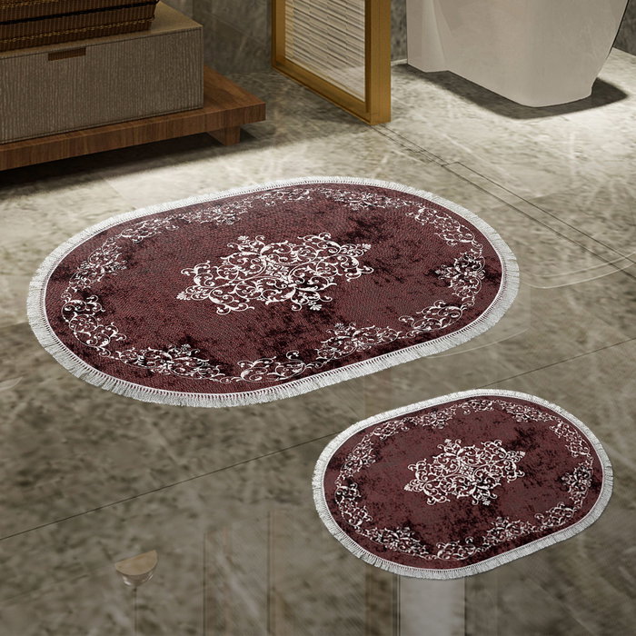 Mijölnir Juego de alfombrillas de baño Rojo clarete (2 piezas) Mijölnir Juego de alfombrillas de baño Rojo clarete (2 piezas)
